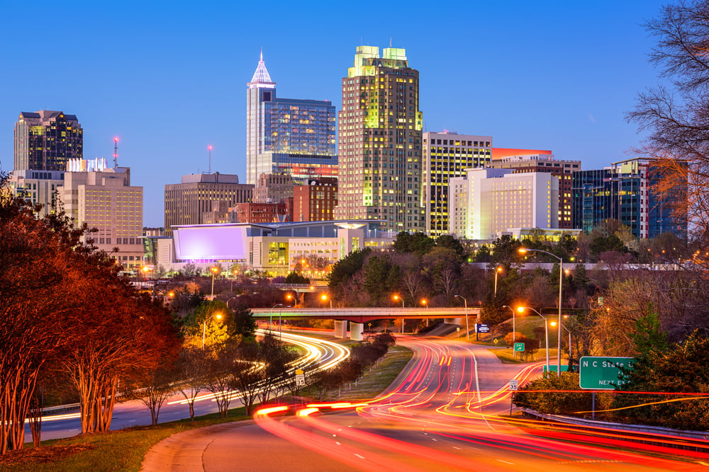 Raleigh, North Carolina, USA downtown city skyline.